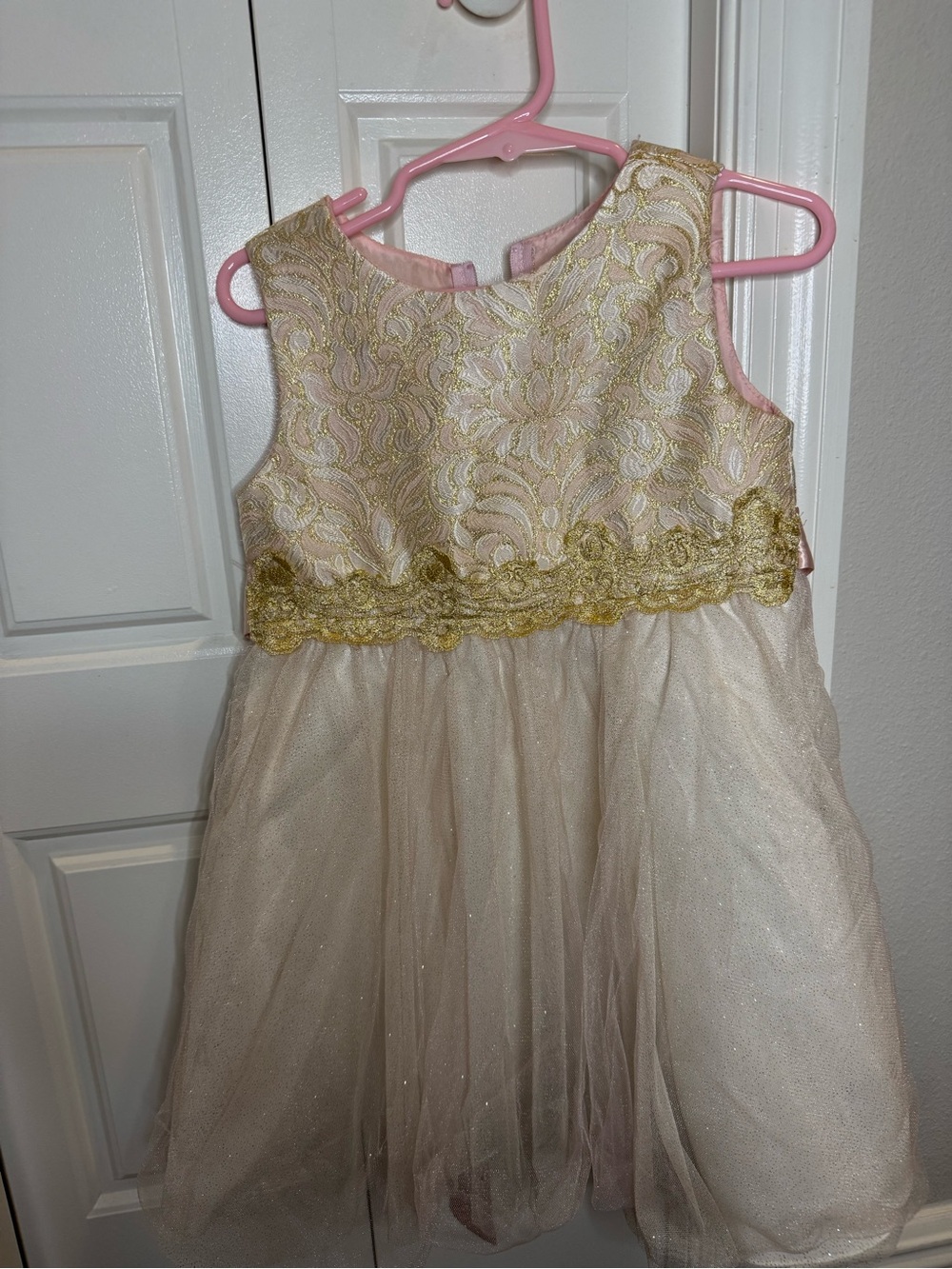 Rare Edition- Girls' Pink and Gold Floral Lace Party Dress